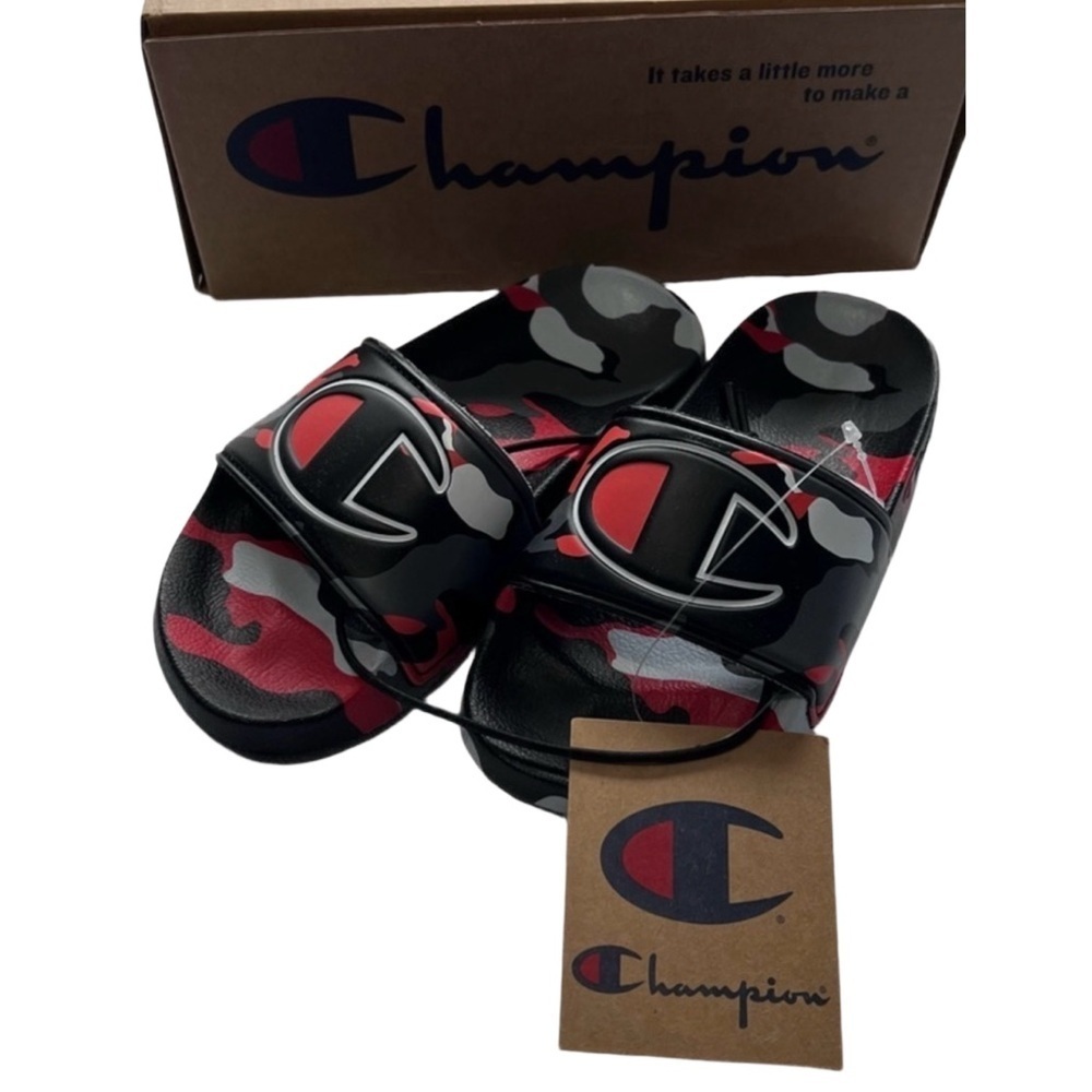 ***NWT***Champion Youth Camo Slide Sandals - Black and Red